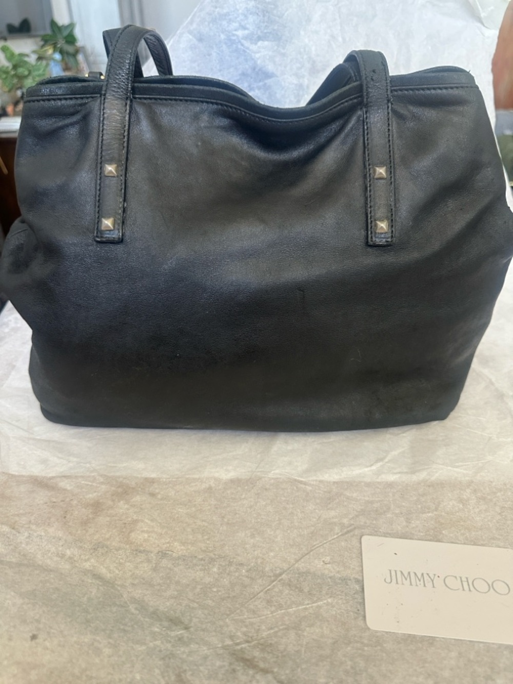 Y2K Authentic Jimmy Choo Vintage Leather Zodiac Tote Bag Black Stars Charm COA - Picture 3 of 14